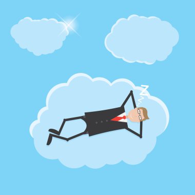 Bulut üzerinde uyku işadamı