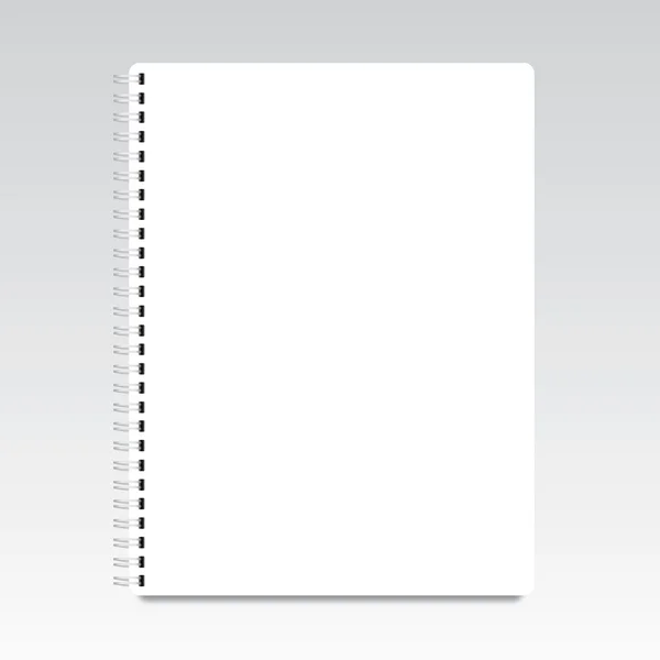 Cuaderno de notas en espiral realista en blanco de papel de oficina — Vector de stock