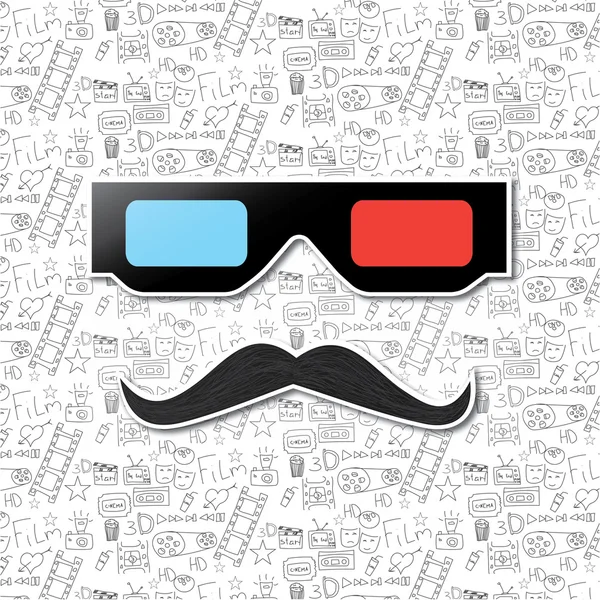 Mustache and cinema glasses. — Stock Vector