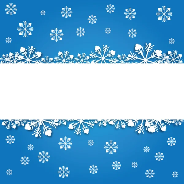 Paper snowflake border on blue — Stock Vector