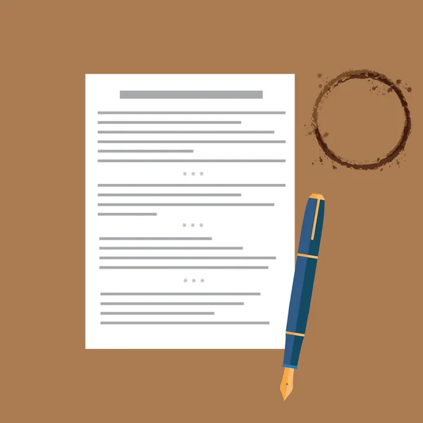 Contract and pen — Stock Vector