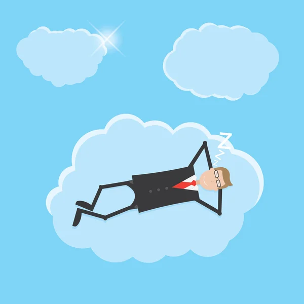 Businessman sleeping on cloud — Stock Vector