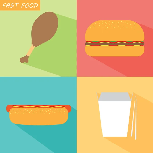 Sada různých fast foods — Stockový vektor