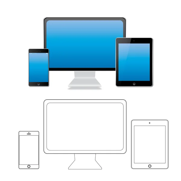 Computerscherm, slimme telefoon, Tablet PC — Stockvector