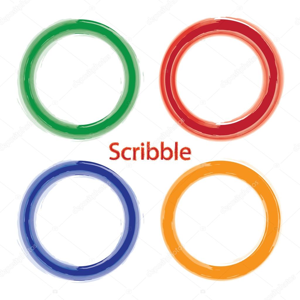 Set of Hand Drawn Scribble Circles, vector design elements