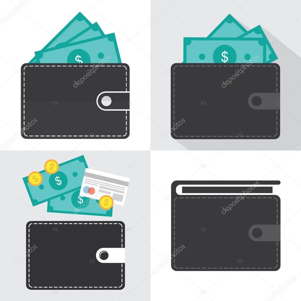 Wallet icons and money