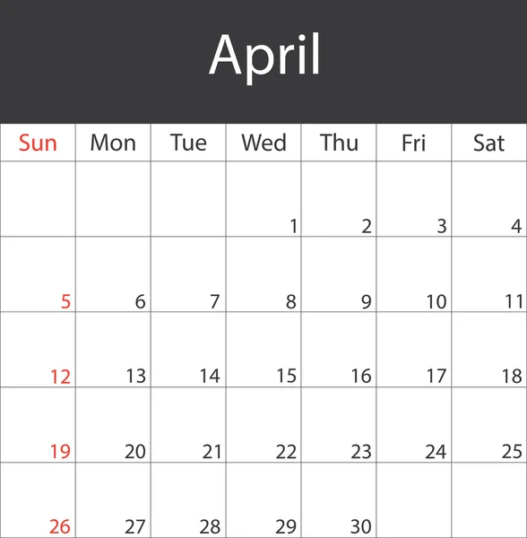 Månadskalender 2015 — Stock vektor