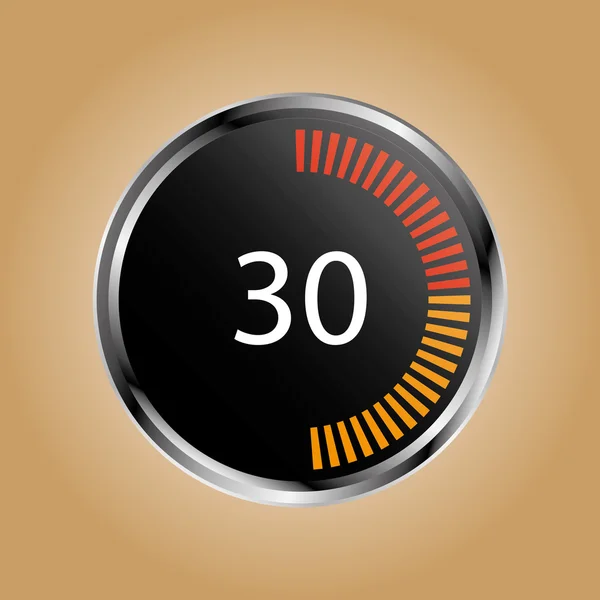 Reloj de parada digital enmarcado de metal que muestra 30s — Vector de stock
