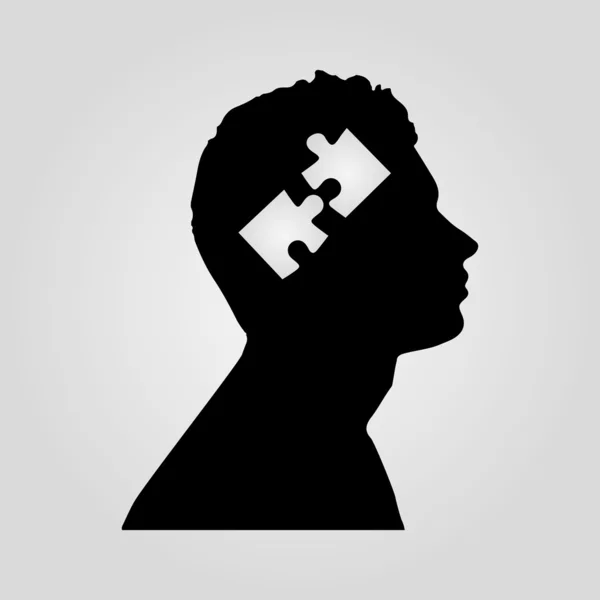 Kopf mit Puzzleteil — Stockvektor