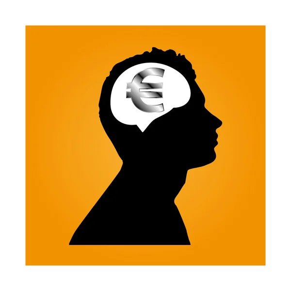 Money icon design in head think concept — Stock Vector