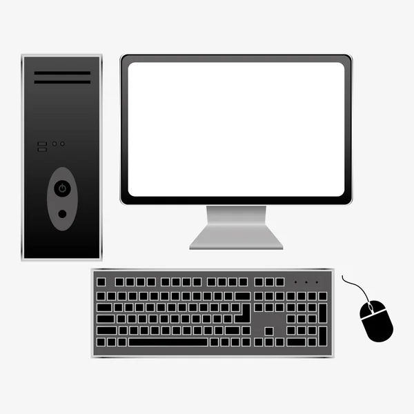 Computador com teclado e mouse sem fio — Vetor de Stock