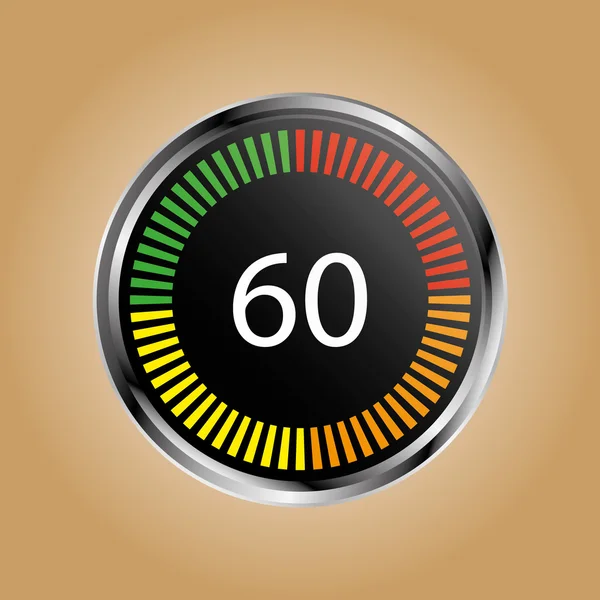 Metal emoldurado relógio de parada digital mostrando 60s — Vetor de Stock