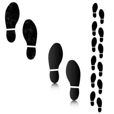 Man footsteps silhouettes clipart
