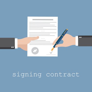 Hand signing contract or document