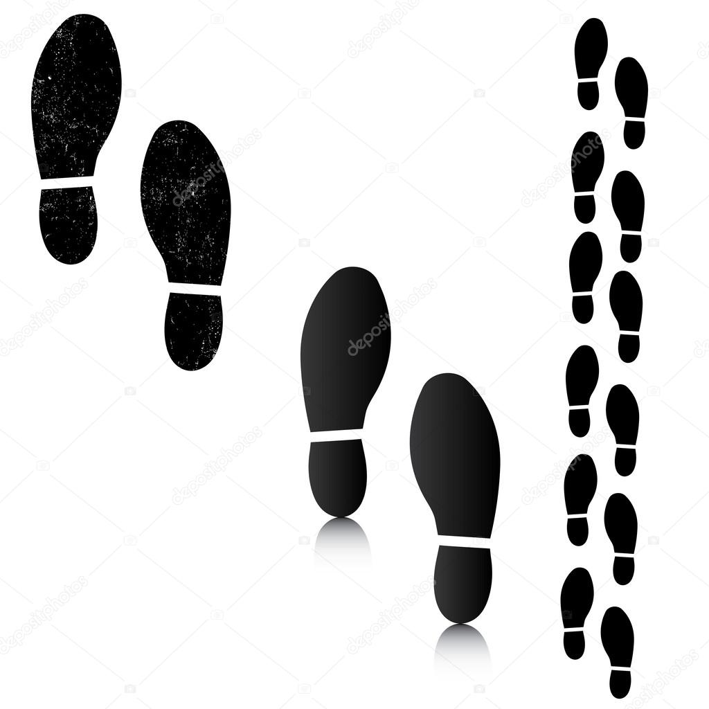 Man footsteps silhouettes