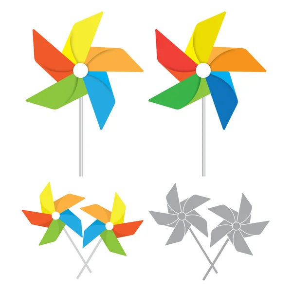 Conjunto de pinwheel colorido — Vetor de Stock