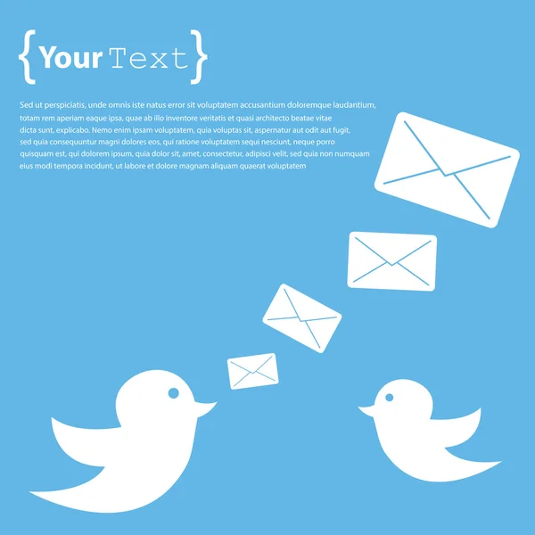 Sinais do Twitter com envelopes — Vetor de Stock