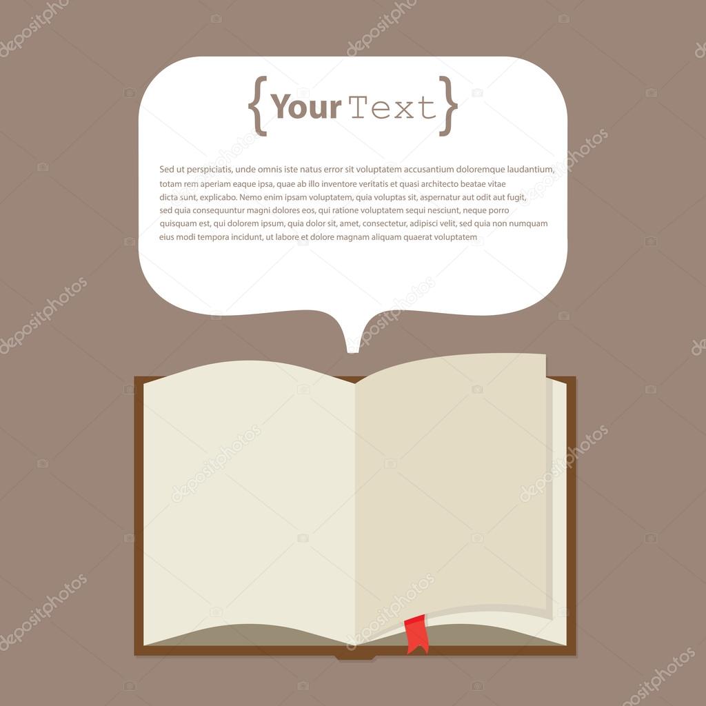 Open book with speech bubble
