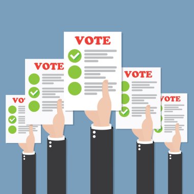 Hands with vote ballots