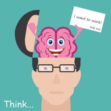 Brain showing paper with message clipart