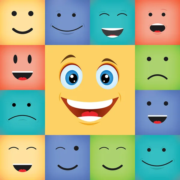 Joyeux visages souriants — Image vectorielle