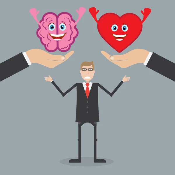 Brain and heart of man — Stock Vector
