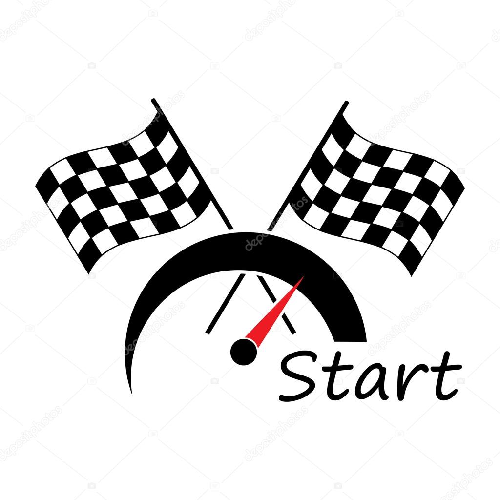 Vector illustration of Racing with Checkered Flags