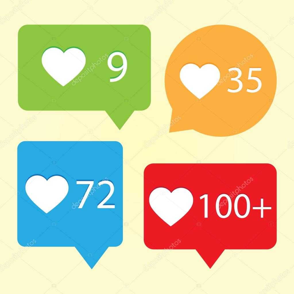 Vector illustration of Like Counter Notification Icons