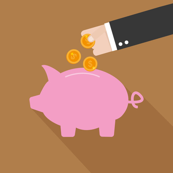 копилка и рука
