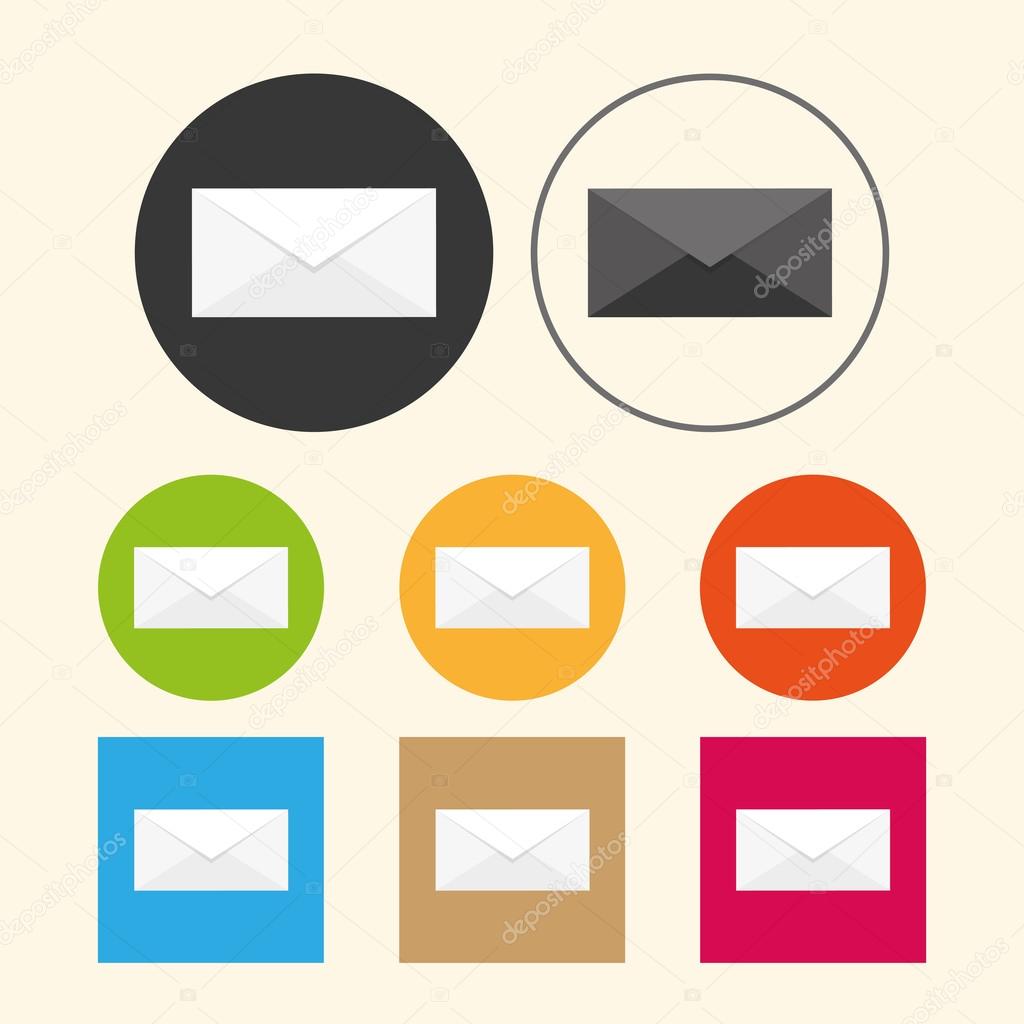 Email icons on colored
