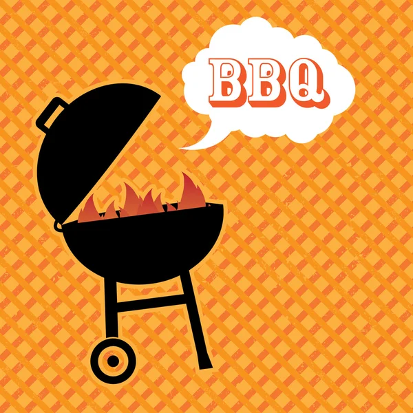 Barbecue on orange background — Stock Vector
