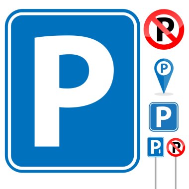 Parking Signs on white clipart