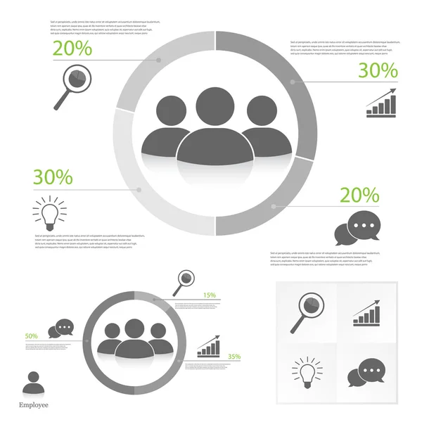 Infografía de trabajo en equipo sobre blanco — Archivo Imágenes Vectoriales