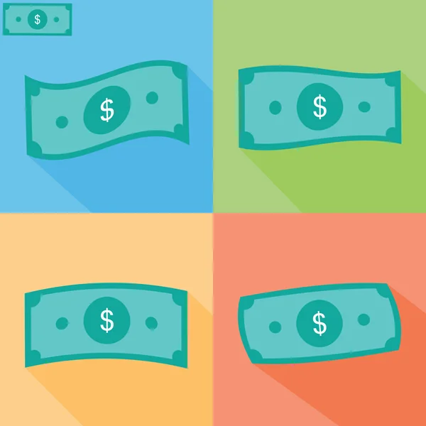 Money icons on color — Stock Vector