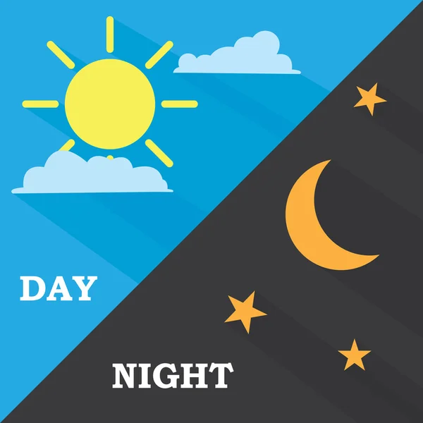 Sol y luna, día y noche — Vector de stock