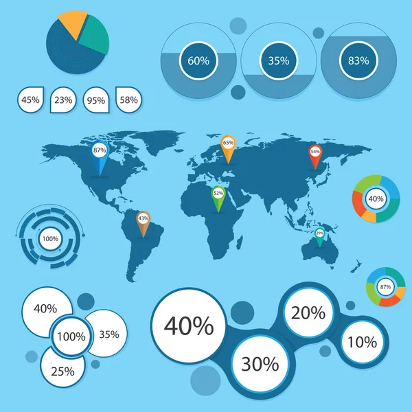 Carte du monde et graphiques d'information — Image vectorielle