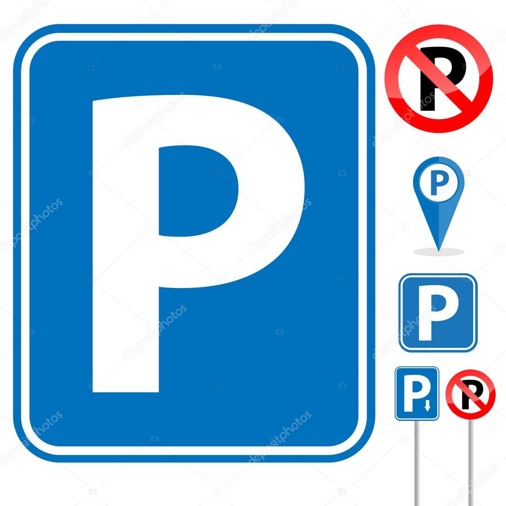 Parking Signs on white