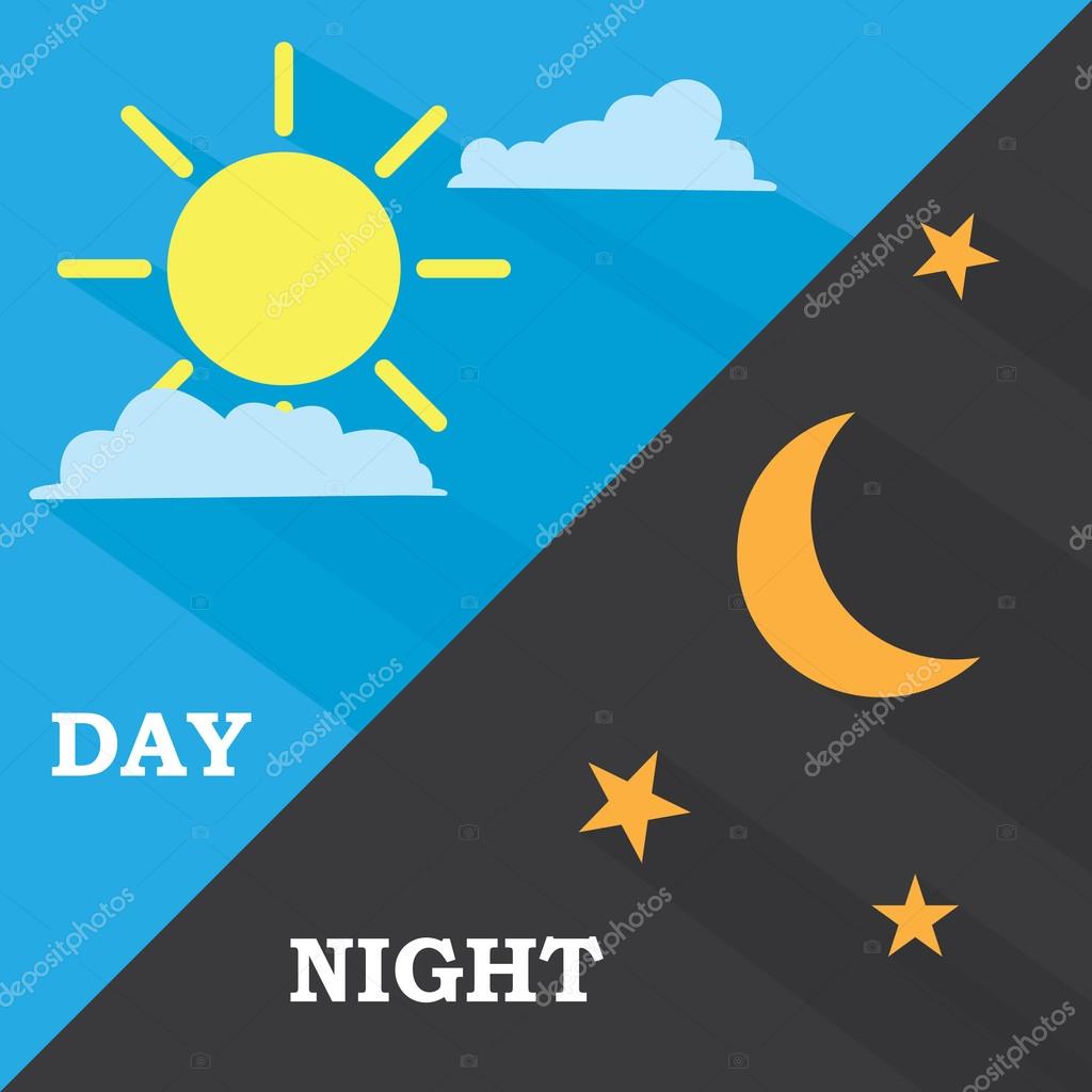 Sun and moon, day and night . Vector