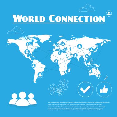 Dünya bağlantı mavi ve beyaz