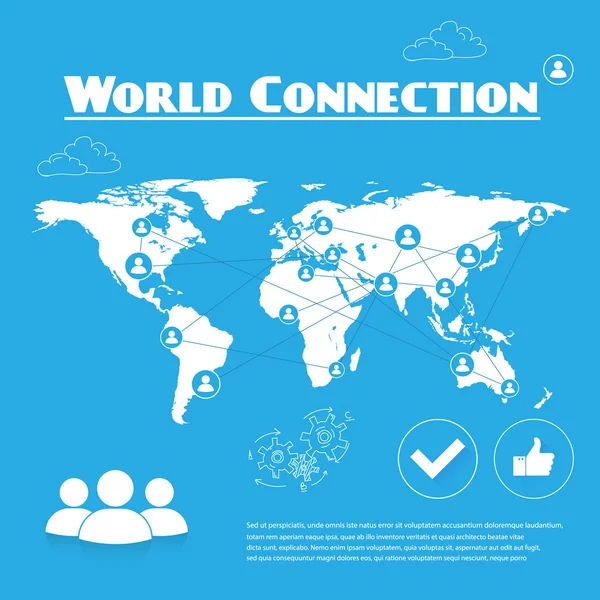 World connection blue and white — Stock Vector