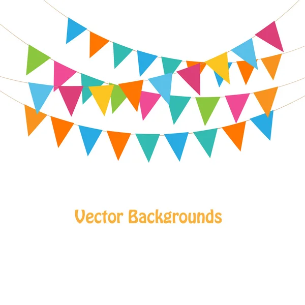 Bunting e guirlandas em branco — Vetor de Stock