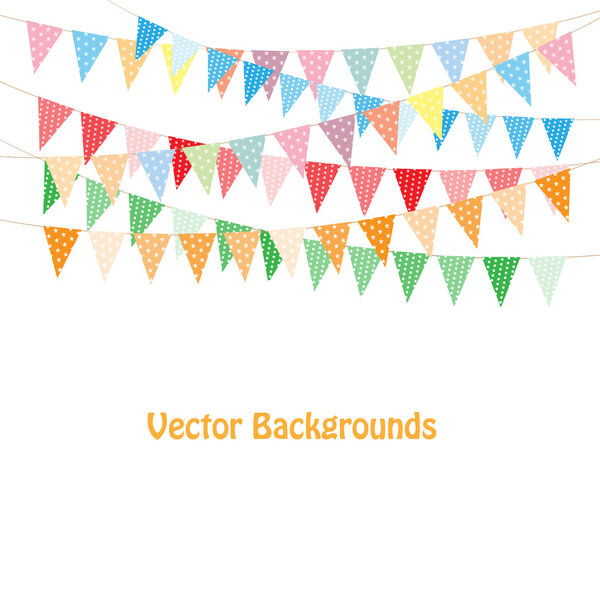 Bunting and garlands on white