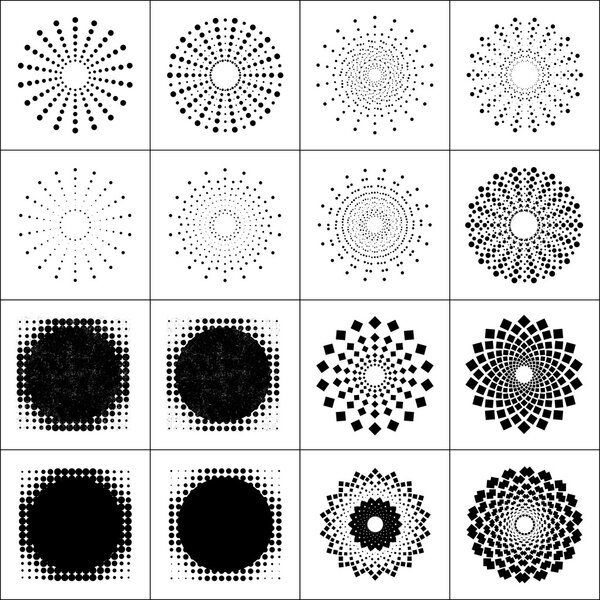 Halftone dots circles