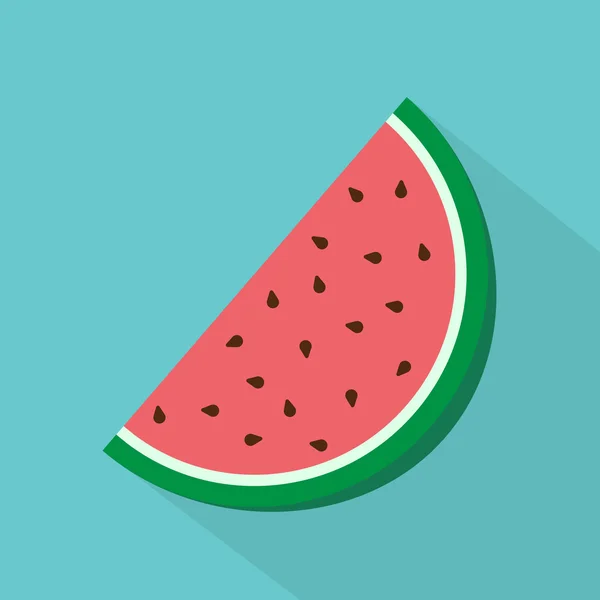 Watermelon slice with long shadow — Stock Vector