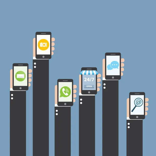 Concept voor mobiele apps, — Stockvector