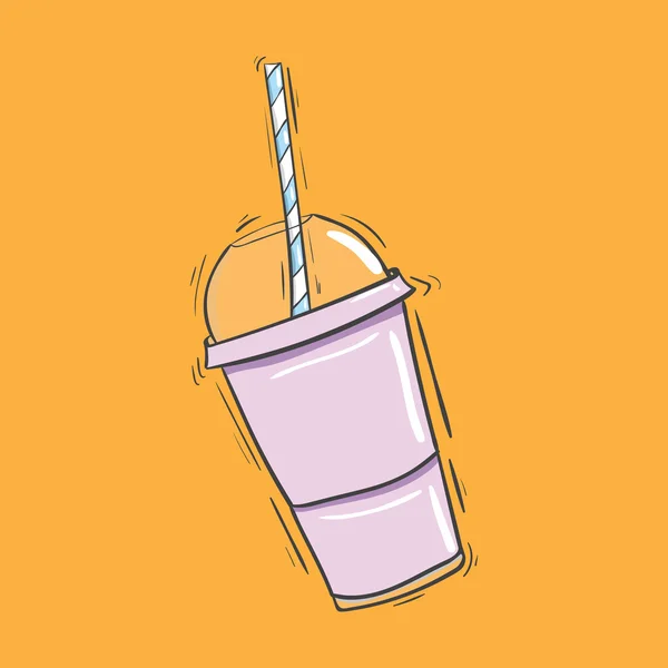 Рожева чашка для прохолодного напою з трубкою — стоковий вектор