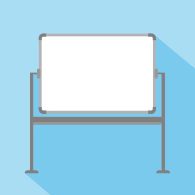 Mavi arka plan beyaz boş tahtada