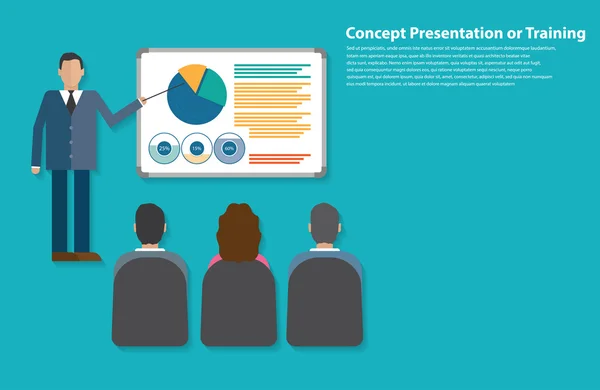 Présentation ou formation design style plat — Image vectorielle