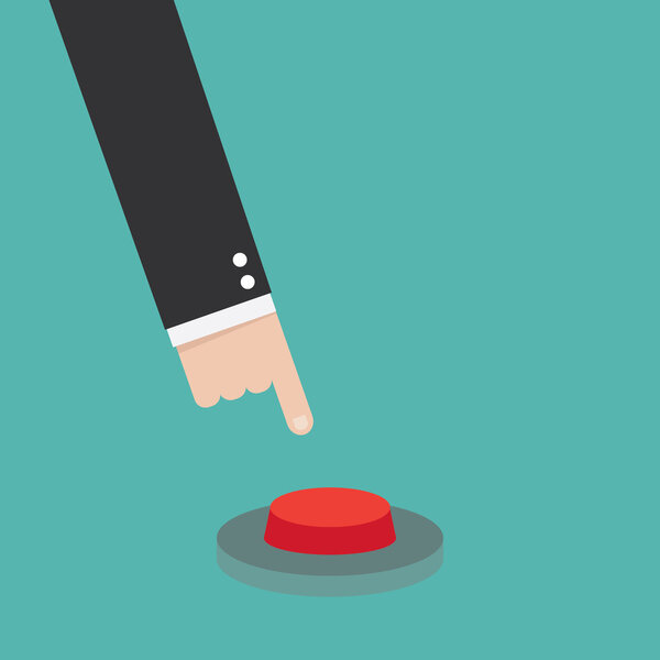 Hand pressing red button