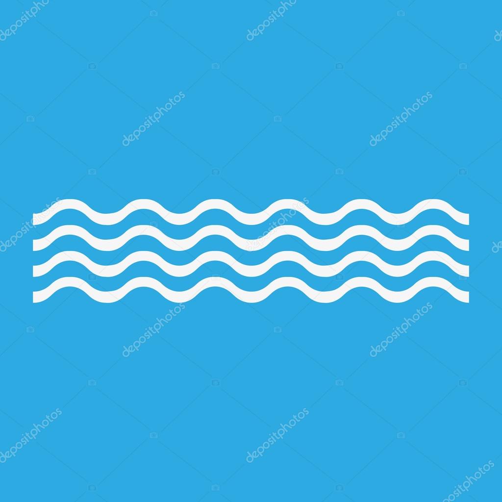 White waves icon, isolated on blue background